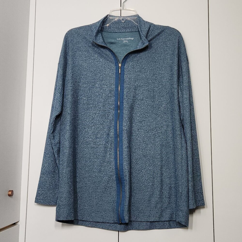 Soft Surrounding Full-Zip Sweater Women's Size M Blue
